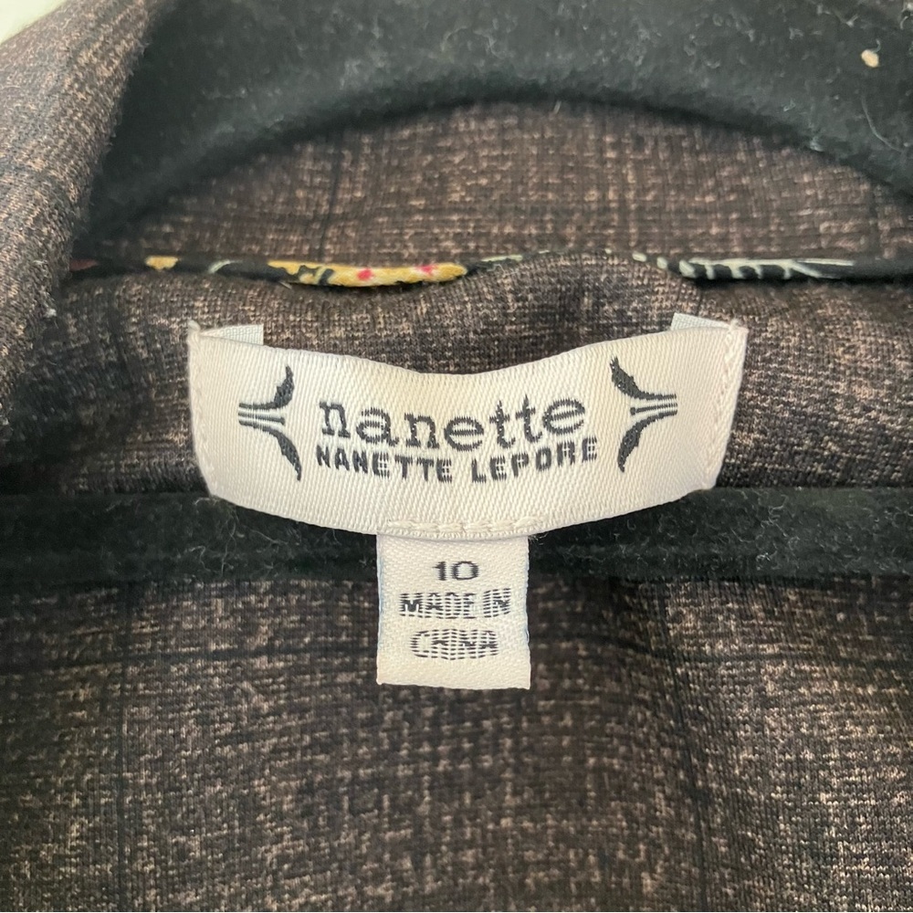 Nanette Lepore Plaid Window Pane Ponte Single-Button Lined Blazer in Brown (10) - Picture 7 of 12